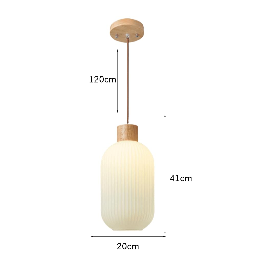 Simplicidad Lámparas Colgantes Lámpara Colgante De Vidrio Lámpara De Estilo Japonés, Accesorios De Iluminación De Techo con Cubierta De Madera para Restaurante Interior Cafetería Bar Sótano,
