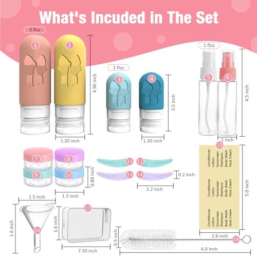 Image of Lyrovo 18 Pack Travel Bottles Set Leak Proof Silicone Squeezable Containers for Toiletries Refillable Travel Accessories for Conditioner Shampoo Lotion & Body Wash (18 Pcs Multi Bottle Set)