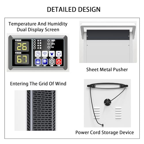 1065W Commercial Dehumidifier, 100-300㎡ Large Area Dehumidifier, Dehumidification Capacity 130L/day (30℃ 80%RH) + 8 Liter Water Tank + Remote Control, for Parking Lots/Villas/Archives Rooms ,White - Image 7