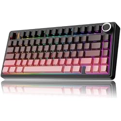 MechLands Aula F75 PRO 75% Wireless Gaming Keyboard, Gasket Mechanical Custom Keyboard with Five-Layer Padding, BT/2.4GHz/USB-C, Hot Swappable, Knob, RGB, Reaper Switches (Black Pink)
