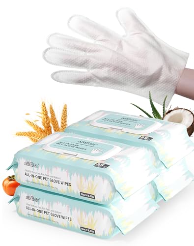 IMMHABI 100 Count Cleaning Deodorizing Pet Glove Wipes for Dogs & Cats
