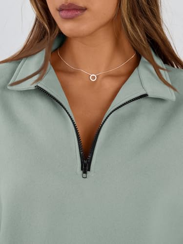 Image of Trendy Queen Women's Oversized Sweatshirts Half Quarter Zip Fleece Sweaters | Soft Cozy Zip Pullover, Comfort Warm Sweaters for Fall Winter, Fashion Mock Neck Outfits