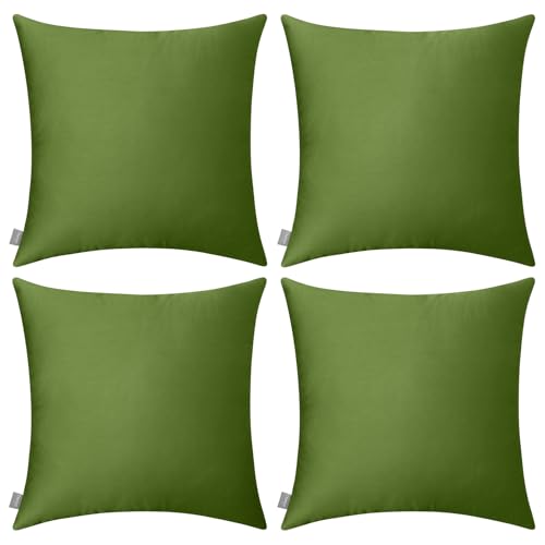 Thmyo 4-Pack 100% Cotton Comfortable Solid Decorative Throw Pillow Case, Square Cushion Cover Pillowcase Sublimation Blank Pillow Covers DIY Throw Pillowcase for Sofa(18x18 inch/ 45x45cm,Light Coffee)