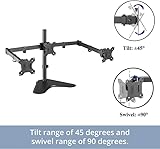 Triple Monitor Stand, Free Standing Three LCD Monitor Fully Adjustable Desk Arm Mount Fits 3 Screens up to 27 inch, 10kg Weight Capacity per Arm, Black - Image 5