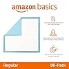 Amazon Basics Heavy Duty Dog and Puppy Pee Pads, Leak-Proof 5-Layer Ultra Absorbent, Quick-Dry Surface for Potty Training and Housebreaking, Regular Size, 24x23", Blue & White, 80 Count #1