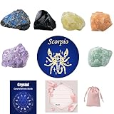 Crystals and Healing Raw Stones, Natural Gemstone Raw, 6PCS Crystals Constellation Sets for Gifts, Yoga Meditation (Scorpio)