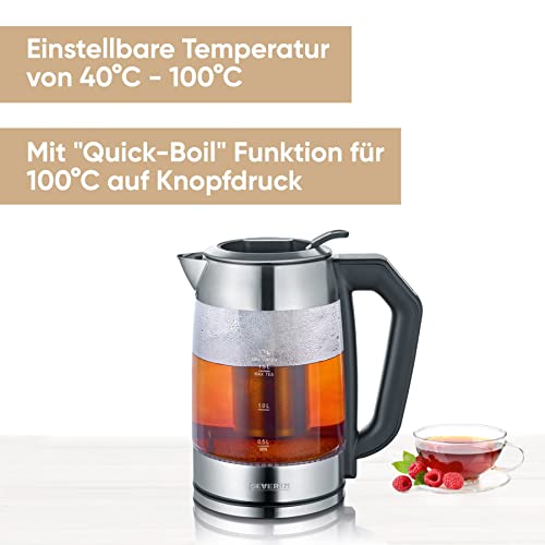 Teeautomat Severin Glas Tee- und Wasserkocher mit Temperaturregler