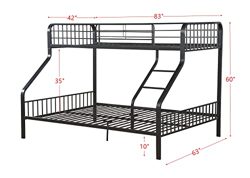 Simplezc Upgrade Version Heavy Duty Metal Twin Xl Over Queen Bunk Beds, Thicken Stronger Bunk Beds Frame With Ladder And Safety Guard Rails For Kids And Adults, Industrial Style, Easier Assembly #TOP1
