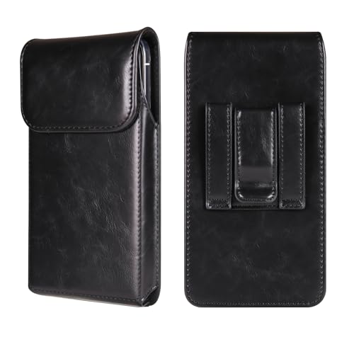 Vertical Premium Leather Belt Clip Phone Holster for Samsung Galaxy Xcover6 Pro,S20 Ultra 5G,S21 Ultra 5G,A14 5G,7.2 inch Cell Phone Holster for Sony Xperia 10 Plus, Xperia 1, Xperia Pro(Black)