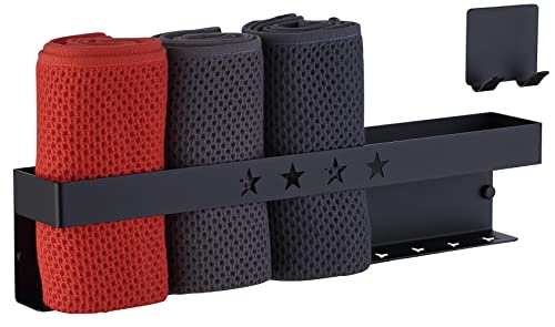 HomeHeng Porte-serviettes autocollant - 40 cm - Pour percer ou sans perçage - Noir mat - En acier inoxydable - F97701MB Cover