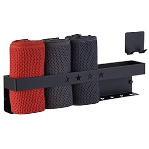 HomeHeng F97701MB Gastendoekhouder, zwart, zonder boren, 40 cm, voor het boren en opbergen van gastendoekjes, roestvrij…