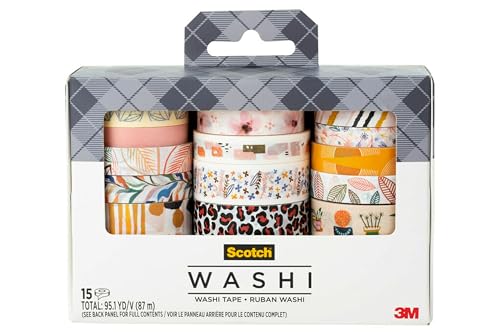 Scotch Washi Tape, Whimsical Design, 15 Rolls, Great for Bullet