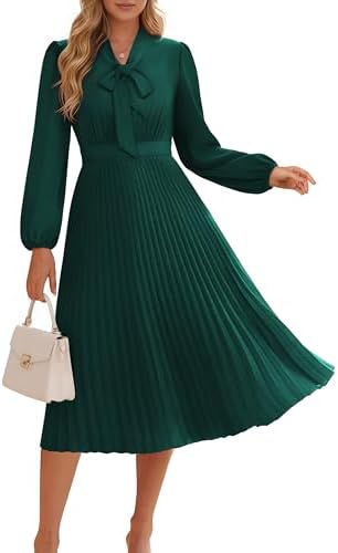 GRACE KARIN Womens 2025 Fall Long Sleeve Dress, Casual V Neck Ple...