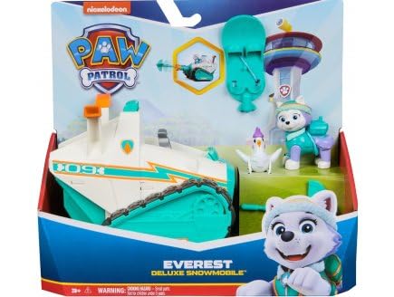 Coffret pour Pat Patrouille Deluxe Everest + Grand Chasse Neige + Poule et Snowboard - 2 Figurine + véhicule - Chien - Set Jouet+ 1 Carte