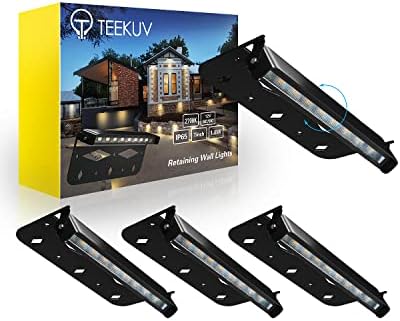 Teekuv 4-Pack 7 Inch 1.8W LED Hardscape Lighting, Retaining Wall Lights IP65 Waterproof Paver Lights, 12V AC/DC Low Voltage Outdoor Lights, Soft White 2700K, ETL Listed 50,000 Hours Lifespan