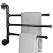 MyGift 3 Tier Swivel Towel Rack, Wall Mounted Bathroom Bath Towel Bar, Hanging Hand Towel Holder, Black Metal Industrial Pipe Design