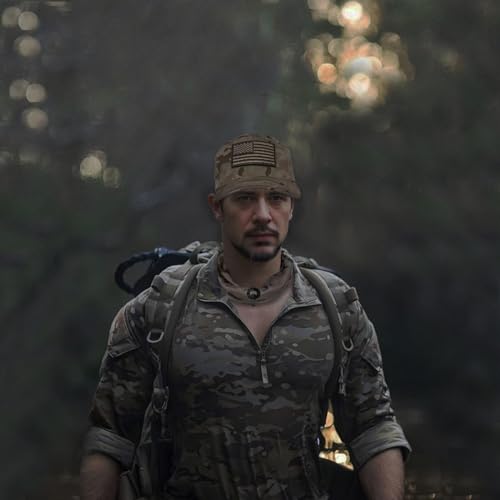 CAMOTER Boné de beisebol camuflado, máscara camuflada, polaina de pescoço com emblema da bandeira am