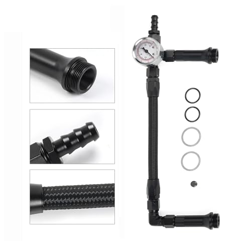 BARTOO 6AN Carburetor Dual Feed Fuel Line With Pressure Gauge For Holley 4150 Carburetor, Black… by BARTOO - Image 3