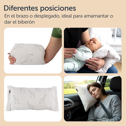 Miniatura 4 de Laloona Cojín De Lactancia De Viaje - Almohada Pequeña De Algodón Para Amamantar Y Dar El Biberón - Apoyo Suave Para El Brazo Certificado Oeko-Tex Standard 100 11.Hcn.90110 Beige