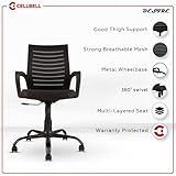 CELLBELL® Desire C104 Mesh Mid-Back Ergonomic Office Chair/Study Chair/Revolving Chair/Computer Chair for Work from Home Metal Base Height Adjustable Chair [Black]