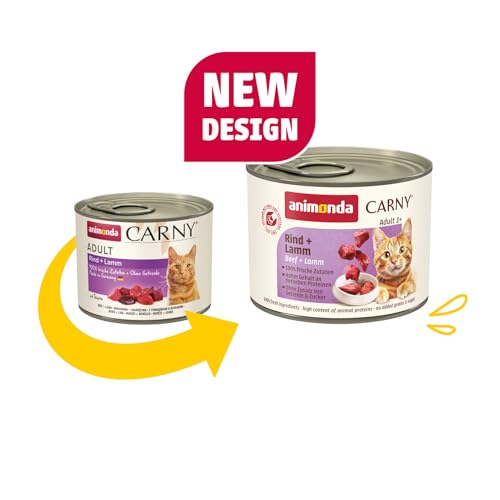 animonda Carny Adult Herzhafte Variation (12 x 200 g), Katzennassfutter für ausgewachsene Katzen, Nassfutter mit 100 % frischen, fleischlichen Zutaten, Katzenfutter ohne Getreide und Zucker
