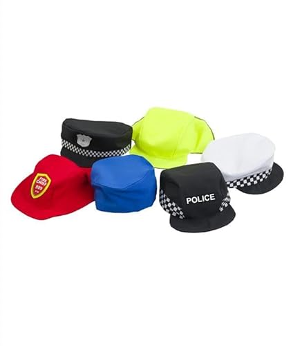PRETEND TO BEE Set di 4 cappelli professionali, pompiere, polizia, medico, pattuglia incrociata, set di 4 cappelli, dai 3 anni in su, Multicolore, 3-7 Years