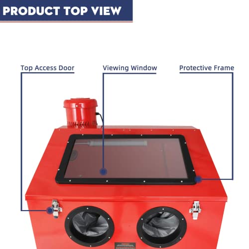 Oarlike 90 Gallon Sandblasting Cabinet with 1.8 Gallon Dust Collector, Heavy Duty Blast Cabinet with Blasting Gun and 4 Nozzles, Floor Sandblast Cabinet for with Stand for Paint, Rust Removal