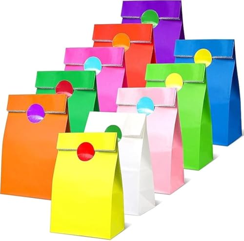Beyondluv Gift Bag for Kids Birthday Party - 50 Pcs Paper Bags for Candy Cookie Party Favors Goodies and Small Gifts
