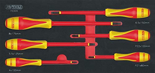 KS Tools 713.6016 - Module de tournevis isolés 1000V Fente - Pour vis POZIDRIV® - Gamme ULTIMATE® - Empreinte des outils découpée au laser - Mousse...
