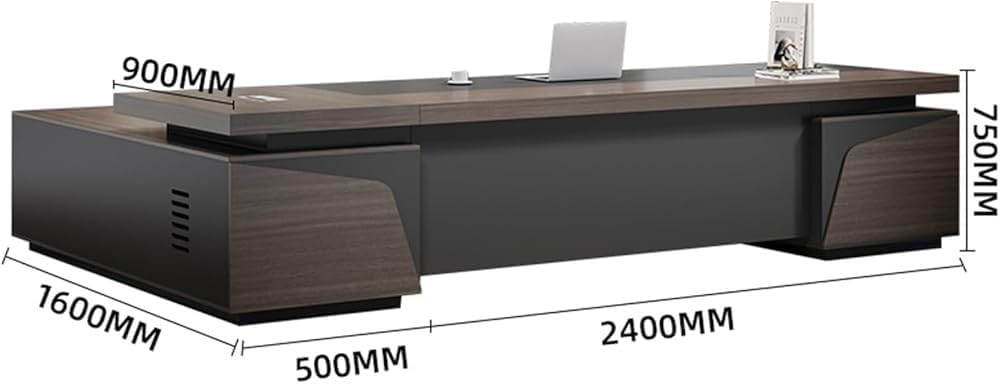 94 Inch L Shaped Home Office Desk with Features File Drawers Lateral Cabinet Writing Executive Desk Study Workstation Business Furniture Set(94in)