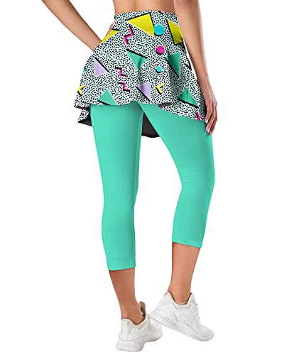 80S Neon Capri Leggings For Women 90S Tennis Skirt 80S 90S Outfit Neon Clothes 80S Skirted Leggings Costumes Green M #TOP3