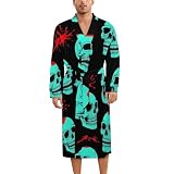 WUXEKZO 2026 Men's Polyester Halloween Cool Red Blood Zombie Skull Pajama Bathrobes Kimono Long Sleeve Sleep Robe, Casual Lounge