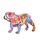 suruim Colorful Dog Sculptures Home Decor Graffiti Modern Art Home Decorations Dog Statue Room Bookshelf TV Cabinet Decor Animal Ornament (Bulldog)