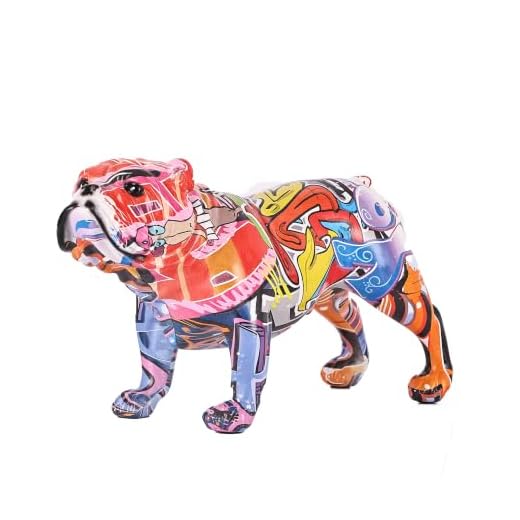 suruim Figuritas de Bulldog Inglés Coloridas y Creativas, Arte de Grafiti Moderno, Decoraciones para el hogar, estantería para habitación, Armario de TV, decoración, Adorno de Animales (A)