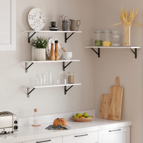 image for DINZI LVJ Long Wall Shelves, 31.5 x 7.9 x 6.1 Inches, Set of 2 White F