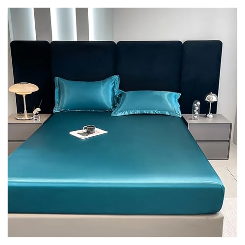 Drap-housse imperméable en satin 160x200 cm de couleur unie - 4