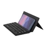 Mini Foldable Bluetooth Keyboard for Samsung iPad and Phones Portable Ultra-Slim Travel Keyboard with AKickstand and Leather Cover for Windows iOS Mac and Android