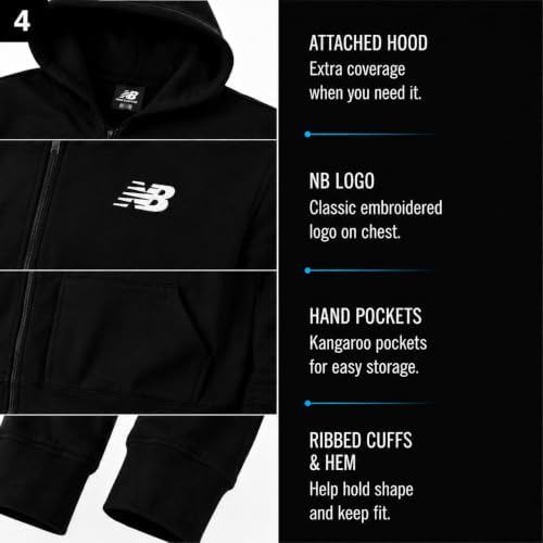 New Balance Boys Zip Up Warm Fleece Hoodie Sweatshirt, Activewear 8-20 — view 3