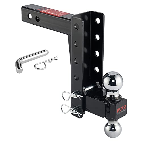 Openroad Adjustable Trailer Hitch Ball Mount Fits 2-Inch Receiver, 2’’ & 2-5/16’’ Dual Balls 12000Lbs/7500Lbs, 8" Drop/ 8" Rise Drop Hitch, Tow Hitch For Heavy Duty Truck With Stainless Steel Pins #TOP19