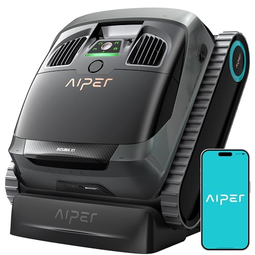 AIPER Scuba X1 Poolroboter, WavePath 3.0 Navigation, mit verbesserter Akkuleistung und bis zu 25.200 L/h Saugkraft, horizontale Wasserlinienreinigung, poolsauger akku Ideal für Pools bis zu