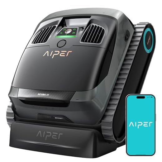 AIPER (Upgrade) Scuba X1 Poolroboter Boden und Wand, 3 μm Ultra-Fein Doppelfilter, 25200 LPH Saugkraft mit Doppel-Auslass, Horizontale Wasserlinienreinigung, Poolsauger Ideal für Pools bis zu 200㎡