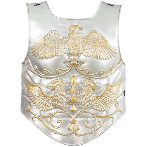 whitefeather Medieval Knight PU Leather Armor, Adjustable Viking Warrior Chest Armor for LARP, Halloween, Ren Faire, Cosplay