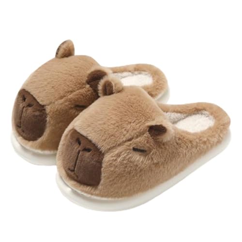 Cute Capybara Slippers Plush Warm Winer Shoes, with One Random Hairband Capybara Gift for Women Girls Kids, Fuzzy Animal Cozy Indoor House Slipper Soft Cloud Slides
