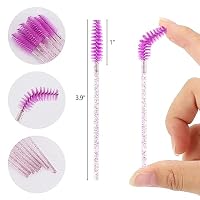 Tbestmax 50 Pcs Disposable Mascara Wands, Crystal Eyebrow Spoolies Brush for Eyelash Extensions, Eye Lash and Makeup Brush - Purple — image 3