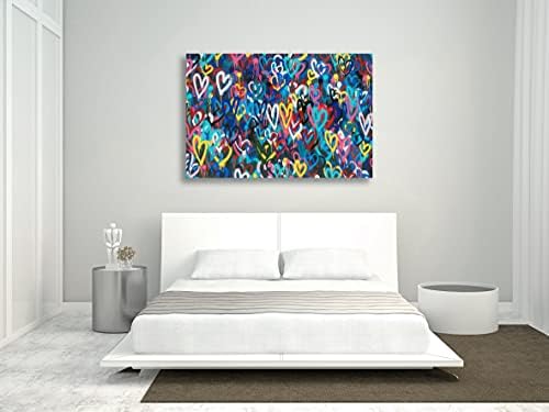CanvasArtShop LOVE WALL HEARTS GRAFFITI CANVAS WALL ART PRINT STREET ARTWORK (18in x 12in / 45cm x 30cm)