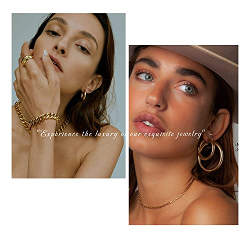 Gold Hoop Earrings Set For Women,14K Gold Plated Gold Hoops Twisted Huggie Earrings Hypoallergenic Lightweight Chunky Open Hoops Set Gold Jewelry Gifts For Women 8 Pairs #TOP3