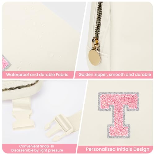 Gifts for Girlfriend, Girlfriend Birthday Gifts, Personalized Fanny Pack Crossbody Bag Belt Bag with Initial letters, Waist Packs with Adjustable Strap, Cute Preppy Girly Trendy Stuff (Cream, T) Gifts for Girlfriend, Girlfriend Birthday Gifts, Personalized Fanny Pack Crossbody Bag Belt Bag with Initial letters, Waist Packs with Adjustable Strap, Cute Preppy Girly Trendy Stuff (Cream, T) - Image 6