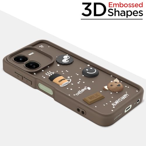 Image of Outlouders Back Cover for IQOO Z9x 5G | 3D Cartoon Bear Cute Fun Silicone Full Body Protection Bumper Case (Brown)