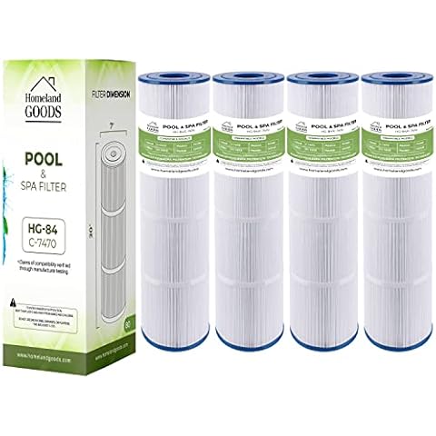 Homeland Goods PCC80 Pool Filter Replacement for CCP320, Pleatco PCC80-PAK4, Unicel C-7470, R173573, Filbur FC-1976, PLFPCC80, Clean and Clear Plus 320, 817-0081, 4 X 80 sq. ft. 20"x 7" 4 Pack Cover
