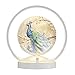 Lámpara de Cabecera Marco romántico de noche de contador de la lámpara redonda de hierro forjado y el diámetro de acrílico Pantalla Peacock Tabla Lámpara decorativa de 24 cm (blanco) Lámpara de escrit